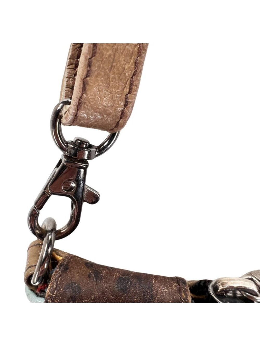 Soruka Leather Crossbody Bag Colorblock Blue Brown Adjustable Strap Zip Pockets - Picture 12 of 16